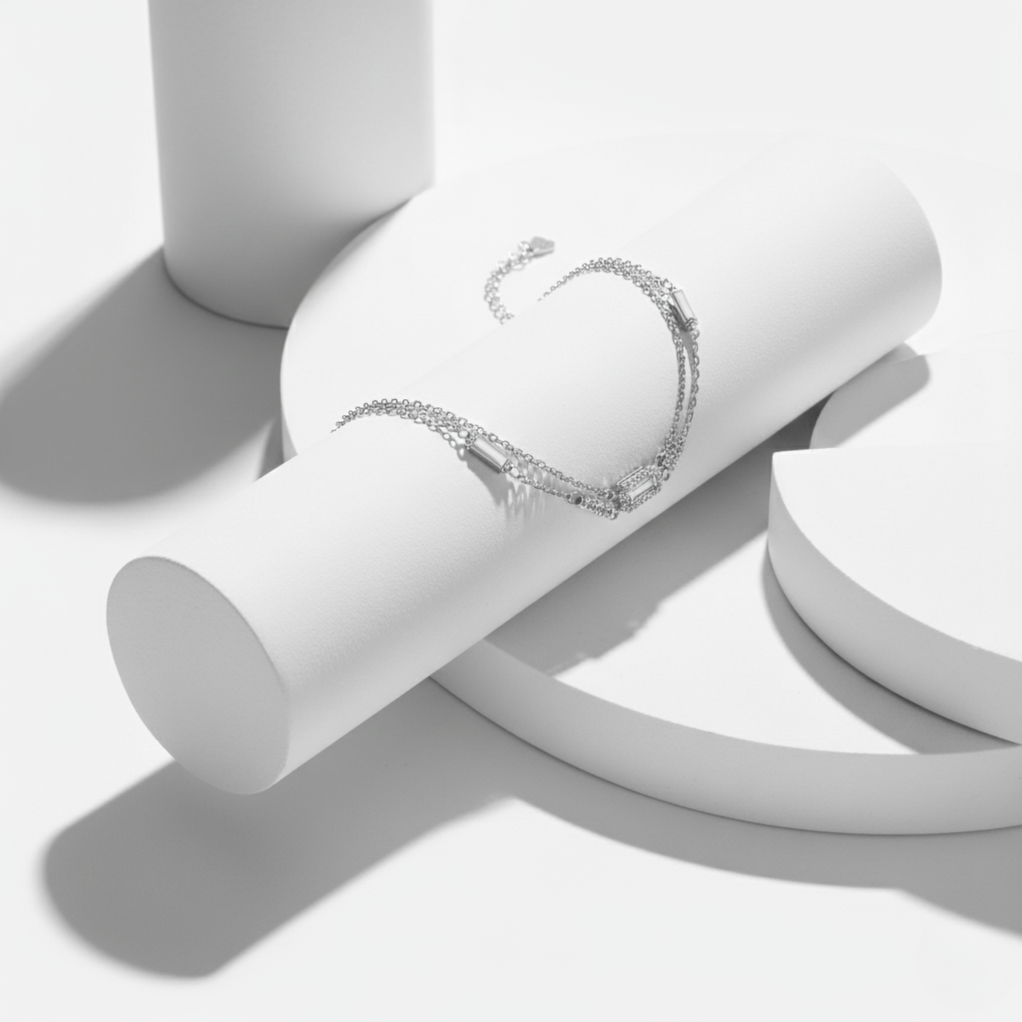 Emerald Cut Minimal Dual Chain Bracelet