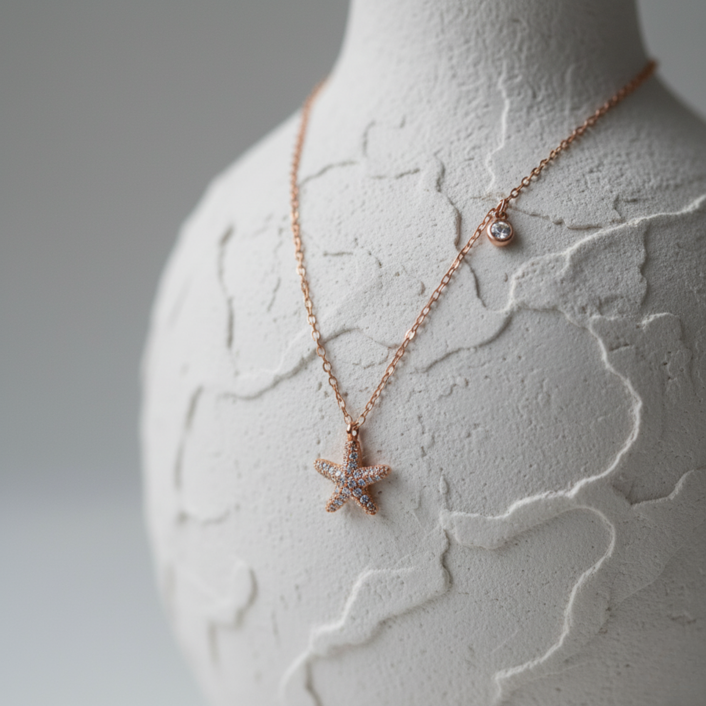 Starlight Pavé Rose Gold Starfish Necklace