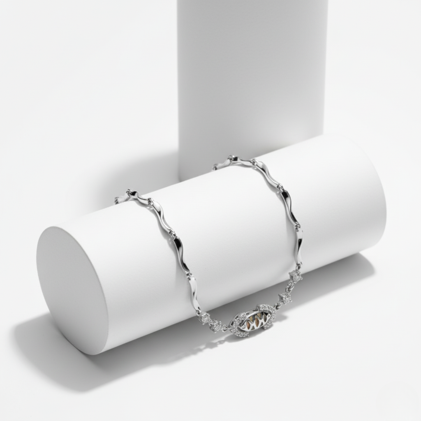 Flowing Wave Gemstone Link Bracelet