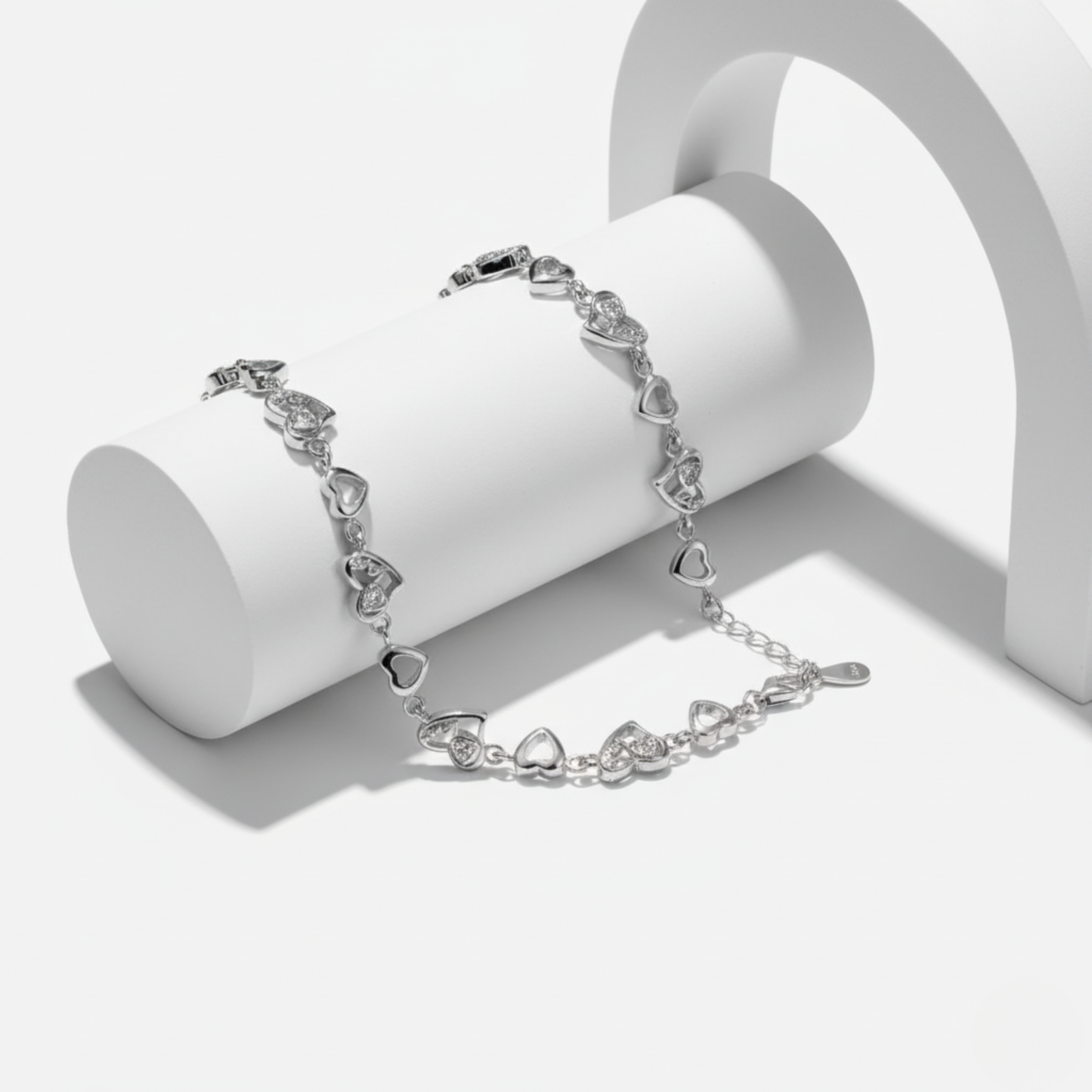 Interlocking Love Heart Link Bracelet