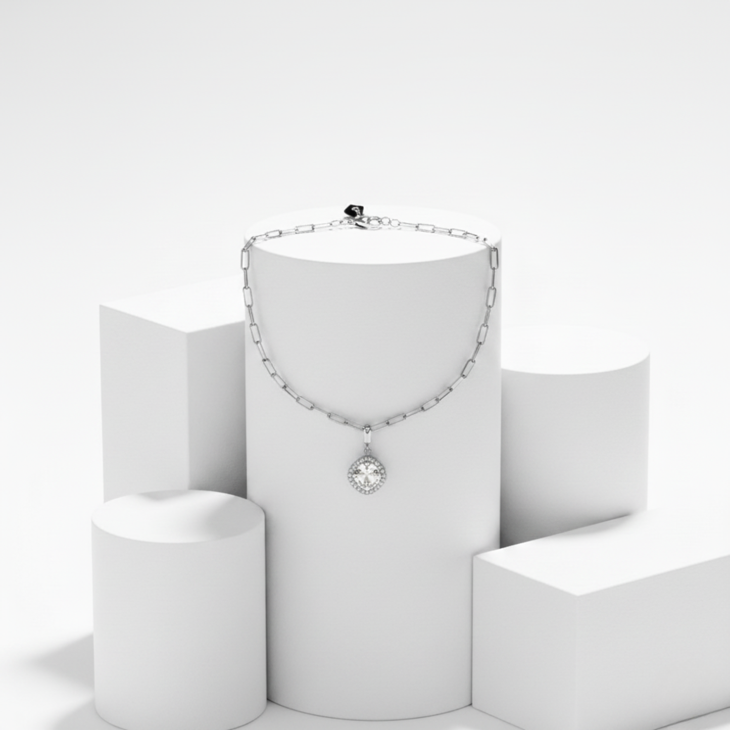 Halo Solitaire Paperclip Dangle Bracelet