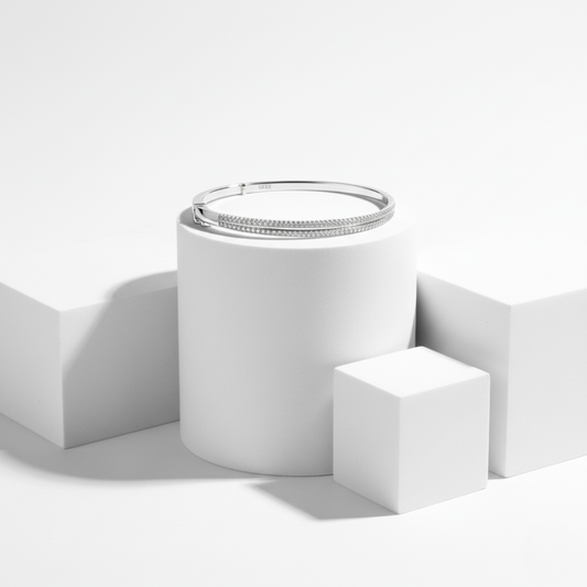 Double Row Pave Rigid Bracelet