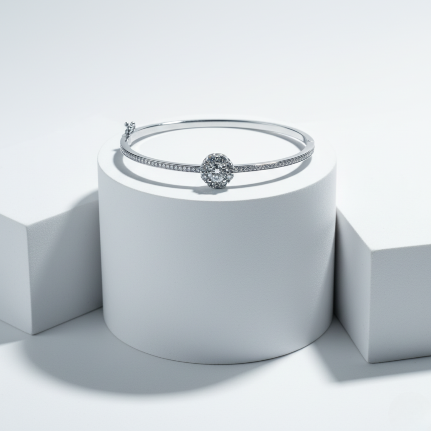 Halo Pave Slim Rigid Bracelet