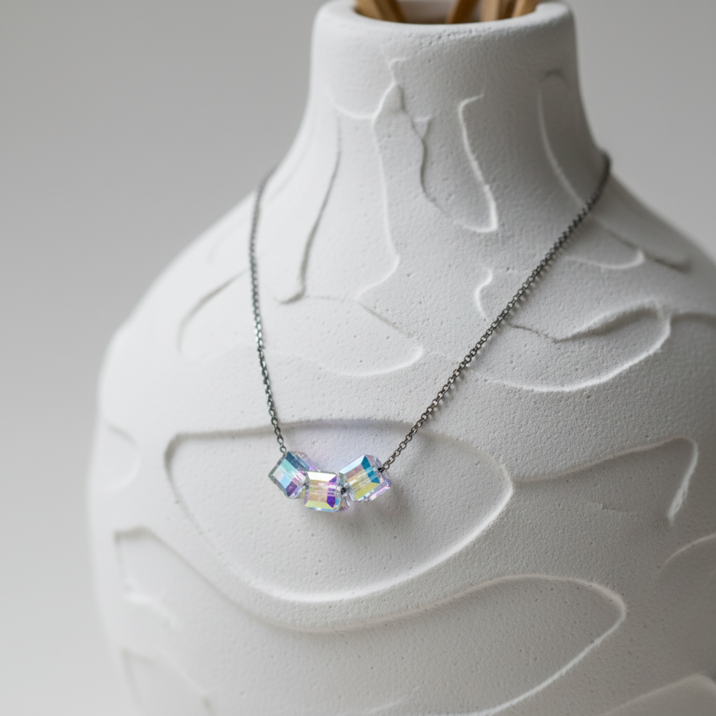 Trio Aurora Prism Cube Necklace