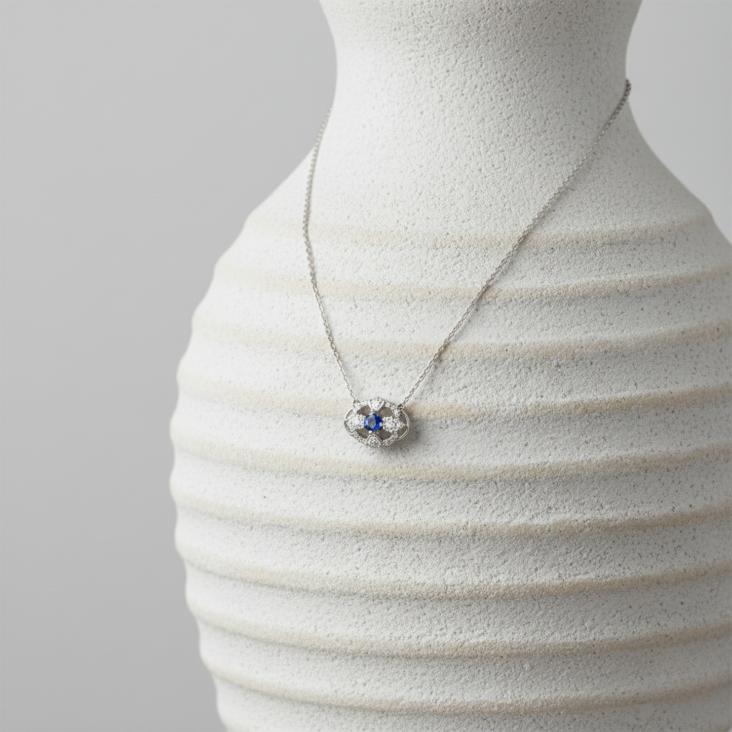 Vintage Crystal Cluster Solitaire Necklace