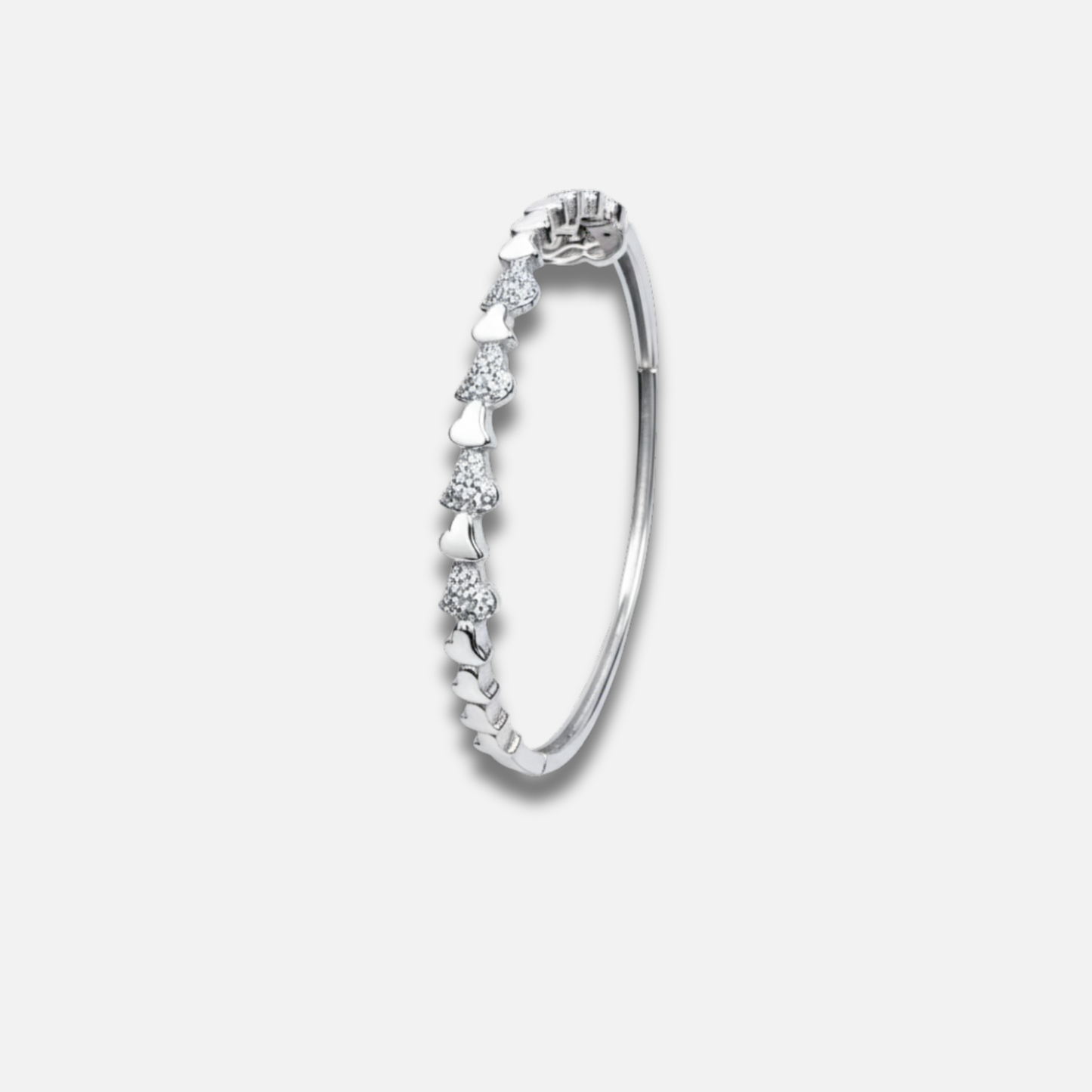Pave Heart Line Rigid Bracelet