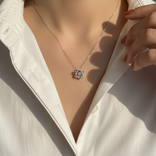 Radiant Star Solitaire Pendant Necklace