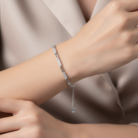 Pavé Line Link Chain Bracelet