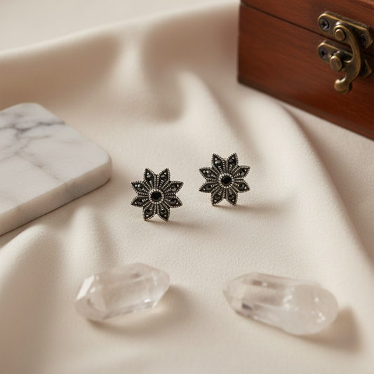 Vintage Marcasite Starburst Studs
