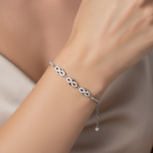 Pavé Infinity Knot Tennis Bracelet