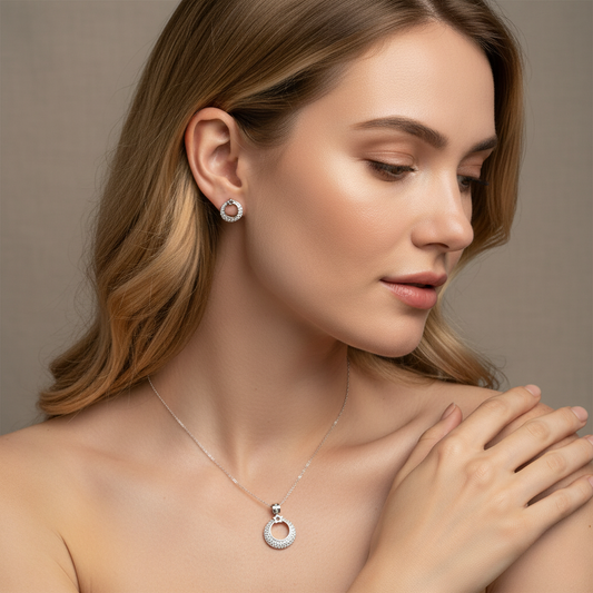 Celestial Pavé Circle Sterling Set
