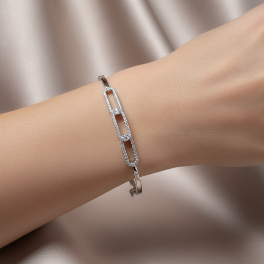 Luxe Pave Link Rigid Bracelet