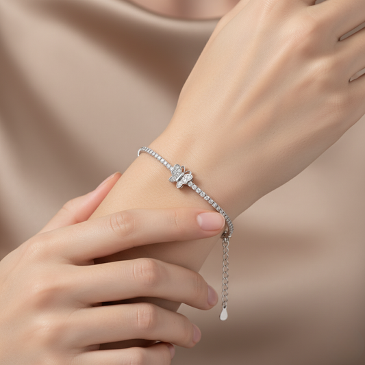 Pavé Butterfly Tennis Line Bracelet
