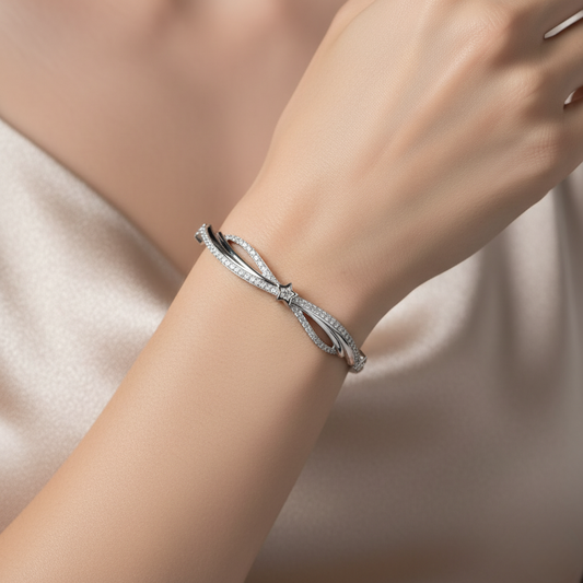 Starlight Ribbon Pave Rigid Bracelet
