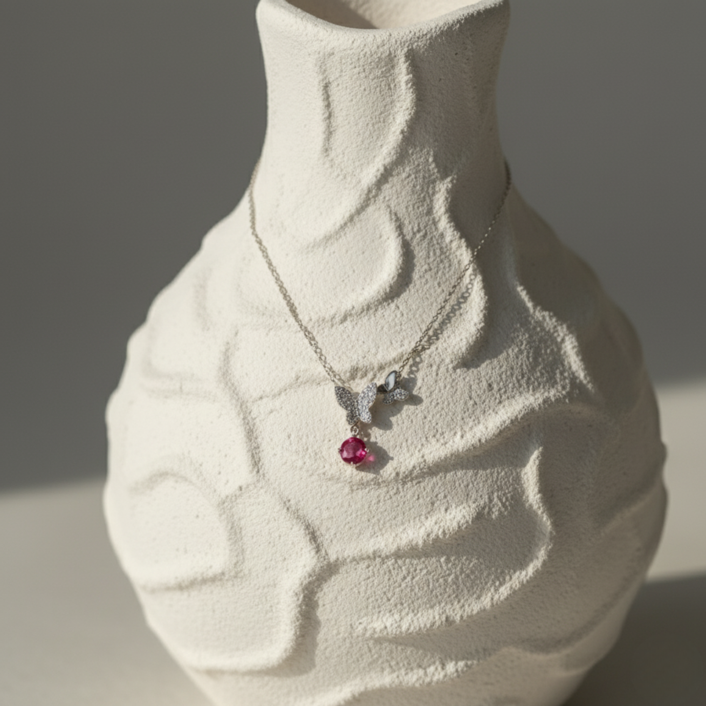 Radiant Flutter Pink Gem Necklace