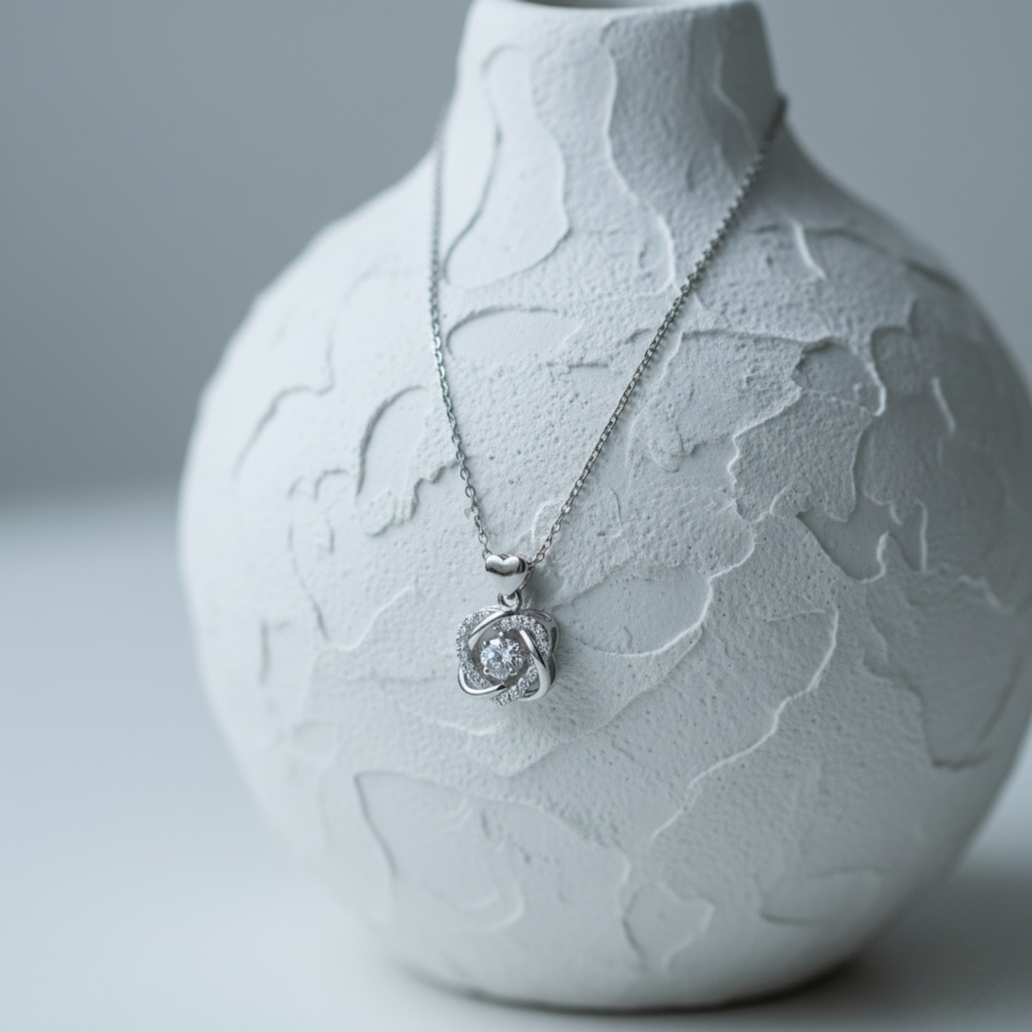 Everlasting Love Knot Solitaire Necklace