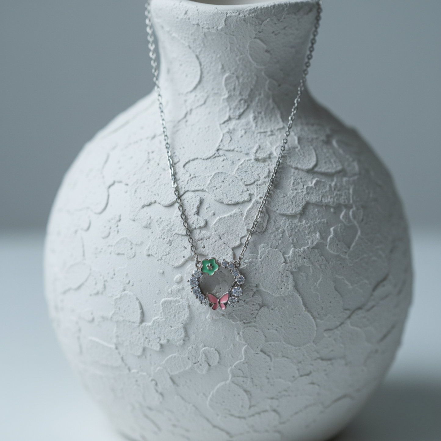 Enchanted Garden Pavé Wreath Necklace