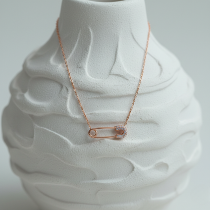 Chic Pavé Rose Gold Pin Necklace