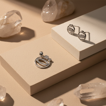 Art Deco Geometric Pavé Sterling Set