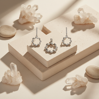 Flowing Pavé Crystal Jewelry Set