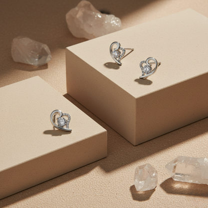 Swirling Heart Solitaire Sterling Set