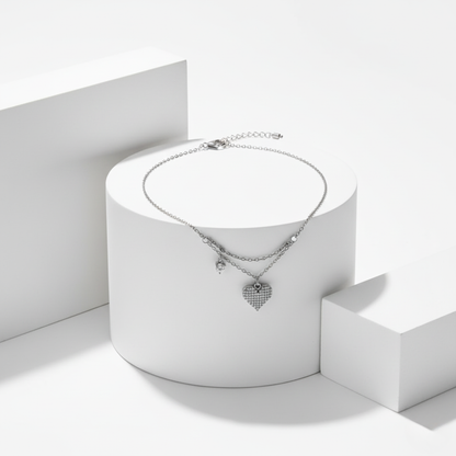 Pavé Heart Layered Dangle Bracelet