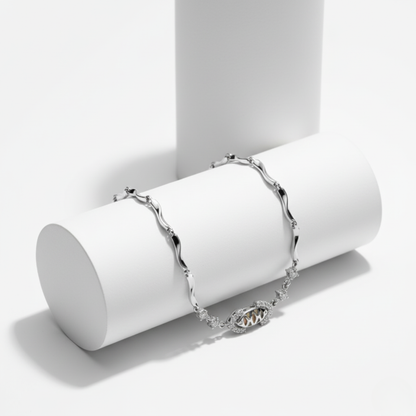 Flowing Wave Gemstone Link Bracelet