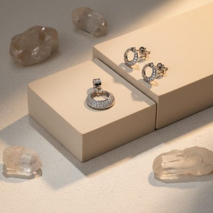 Celestial Pavé Circle Sterling Set