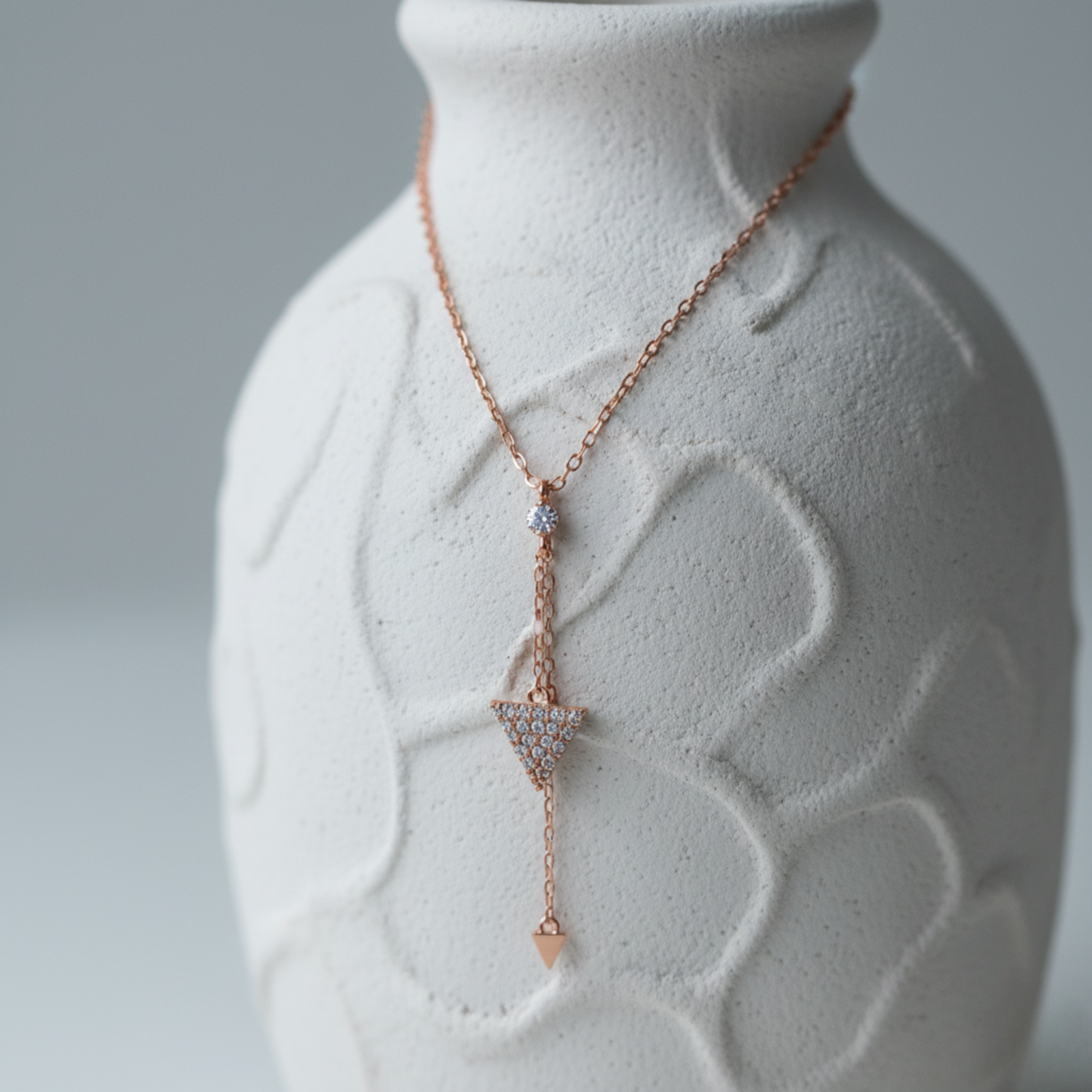 Geometric Pavé Triangle Drop Lariat