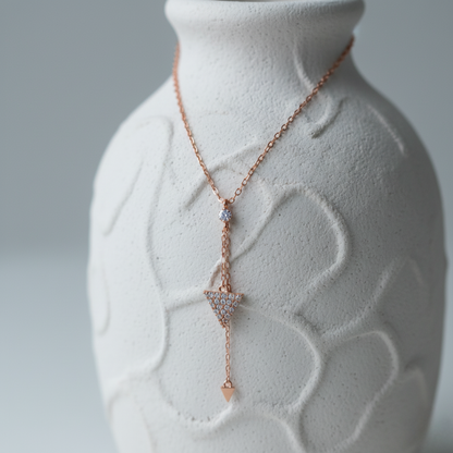 Geometric Pavé Triangle Drop Lariat