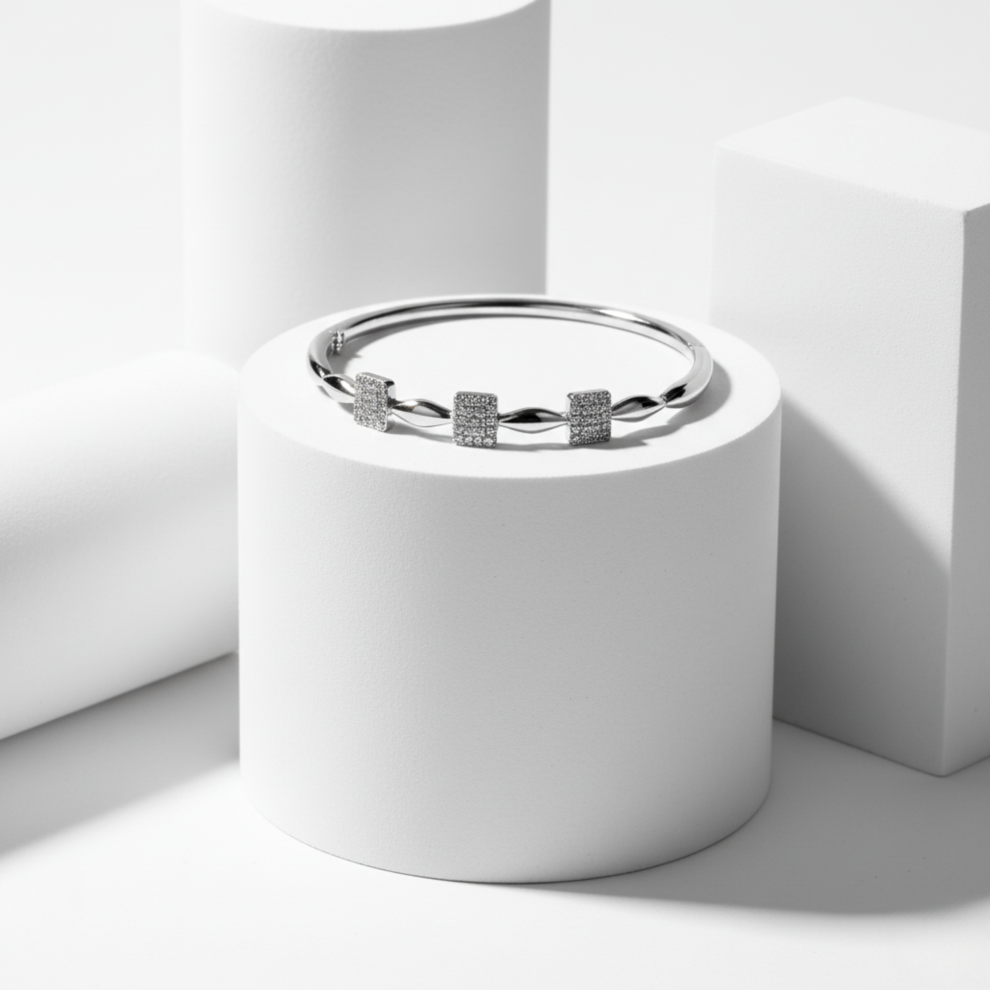 Pave Square Trellis Rigid Bracelet