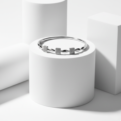 Pave Square Trellis Rigid Bracelet