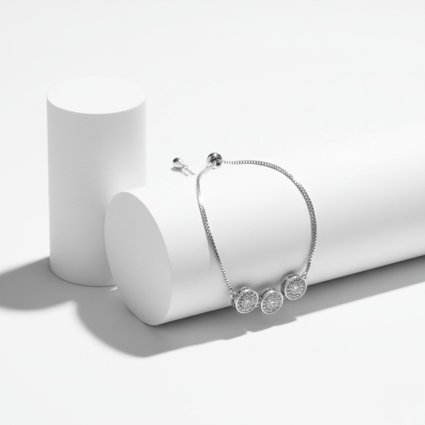 Triple Halo Cluster Bolo Bracelet