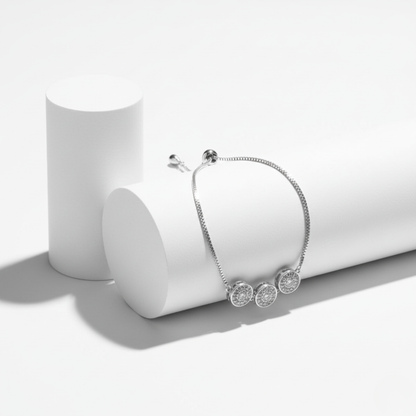 Triple Halo Cluster Bolo Bracelet