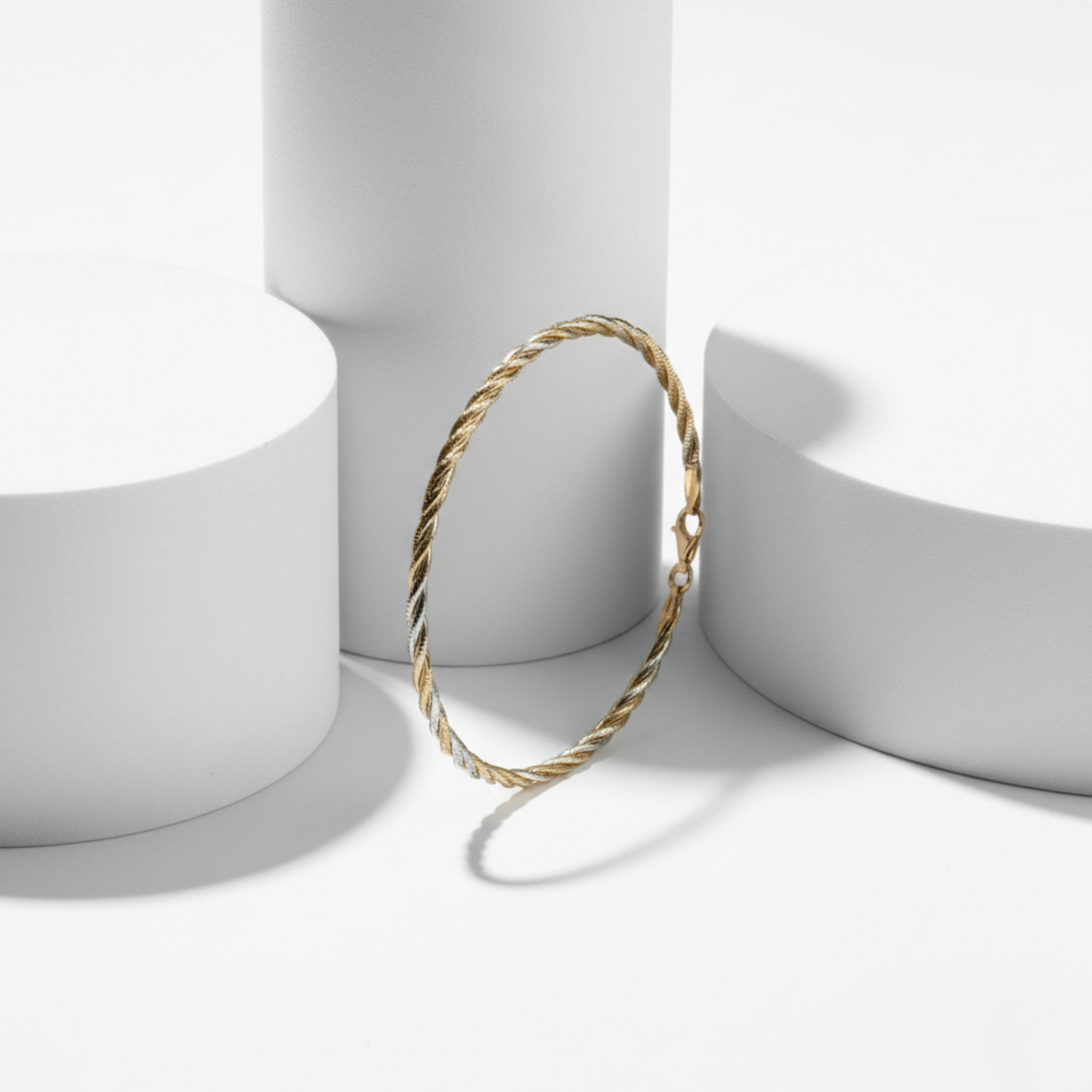 Tricolor Twisted Cable Rigid Bracelet