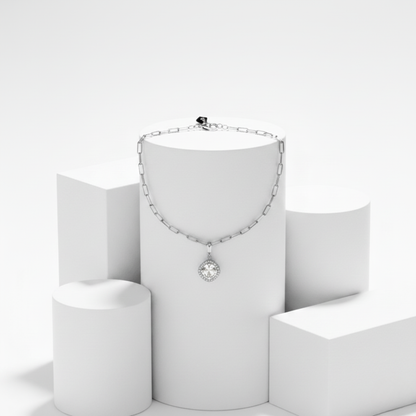 Halo Solitaire Paperclip Dangle Bracelet