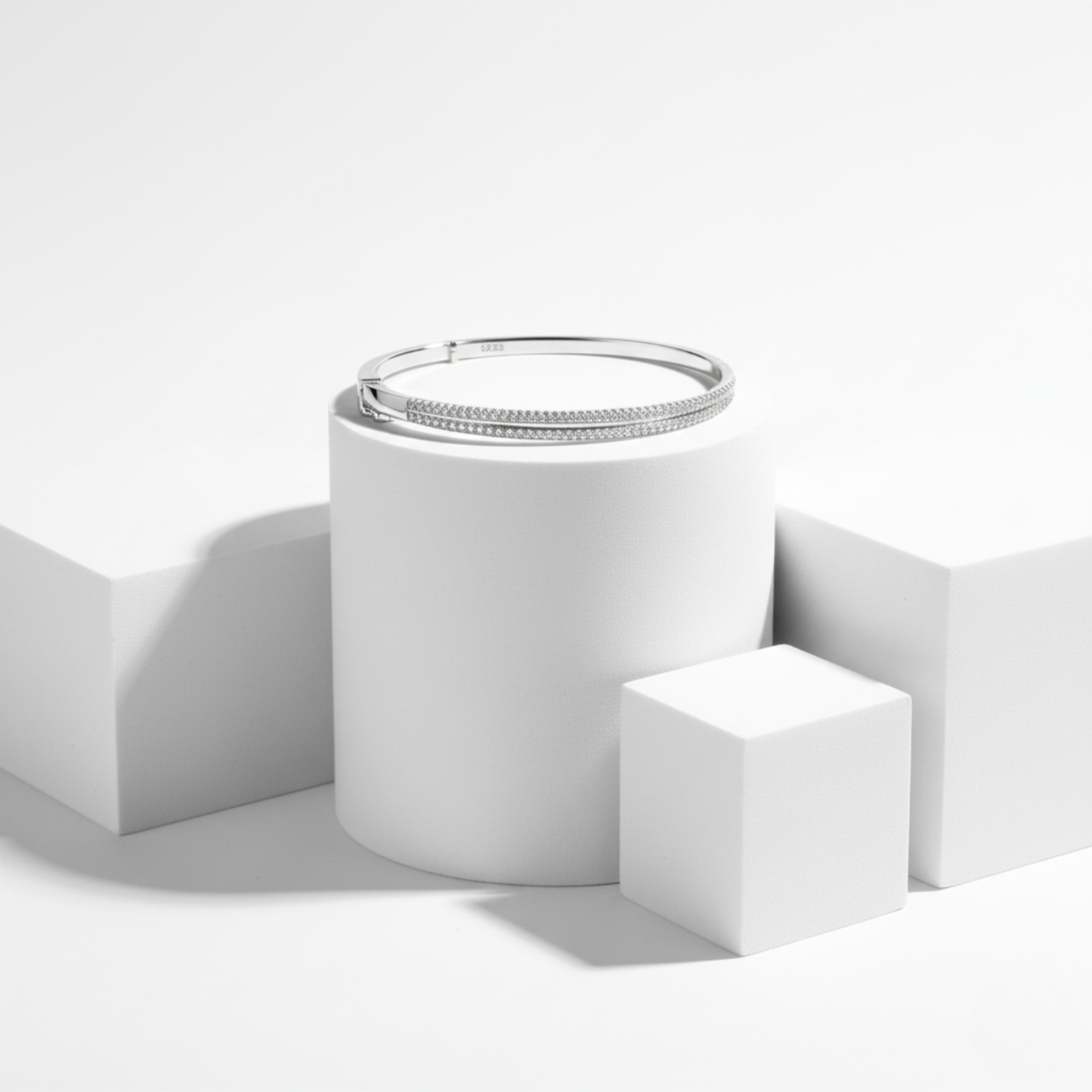 Double Row Pave Rigid Bracelet