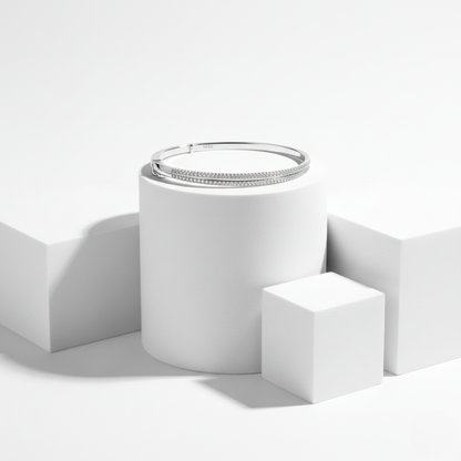 Double Row Pave Rigid Bracelet