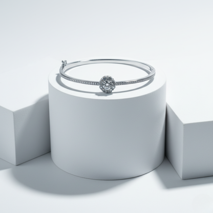 Halo Pave Slim Rigid Bracelet