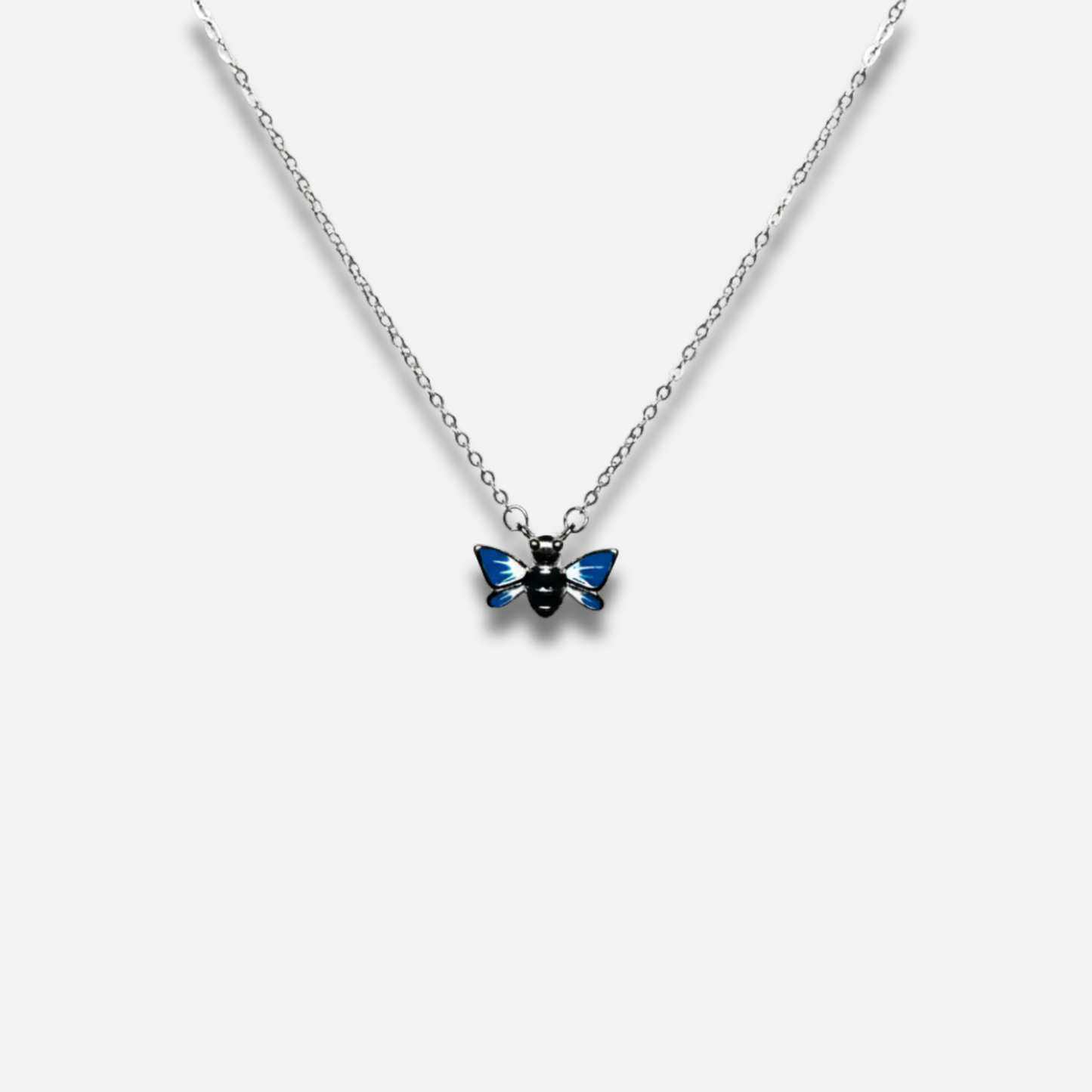 Blue Enamel Cicada Pendant Necklace