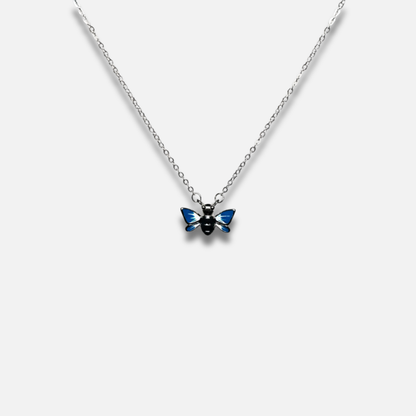 Blue Enamel Cicada Pendant Necklace