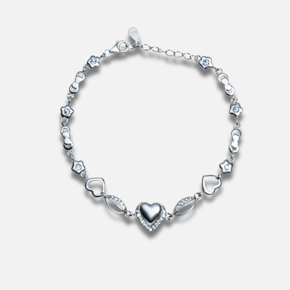 Puffed Heart Love Link Bracelet