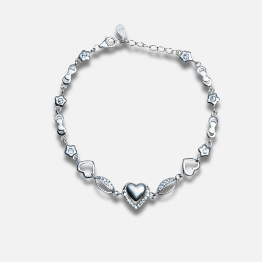 Puffed Heart Love Link Bracelet