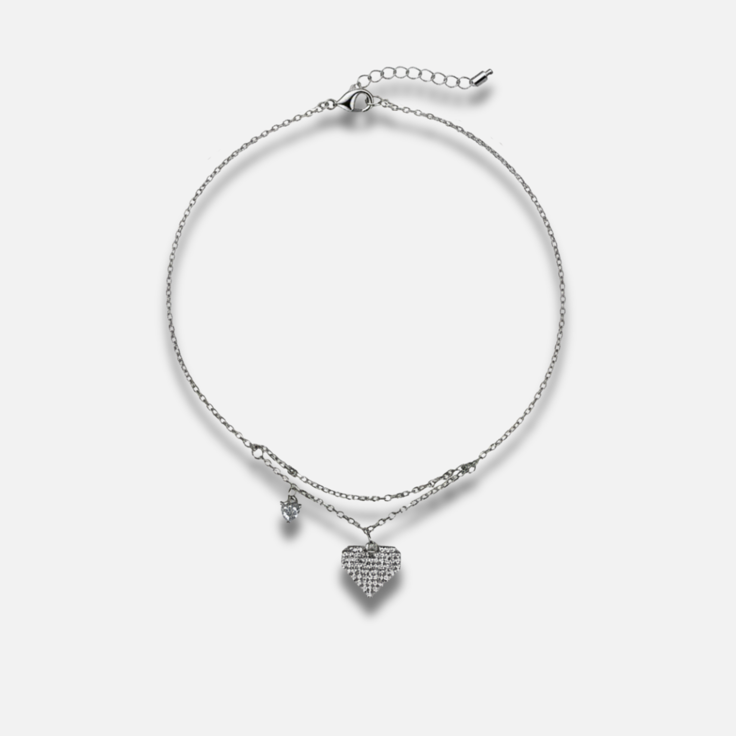 Pavé Heart Layered Dangle Bracelet