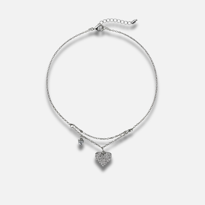 Pavé Heart Layered Dangle Bracelet
