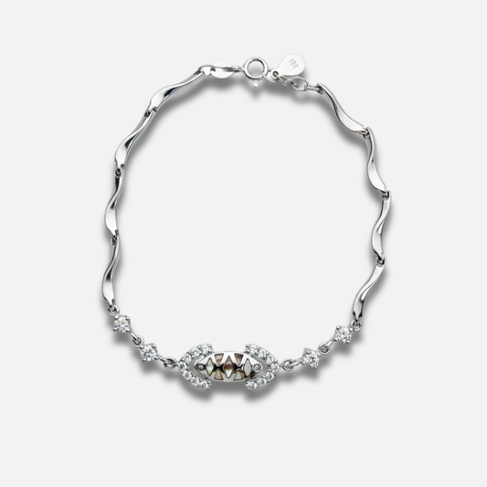 Flowing Wave Gemstone Link Bracelet