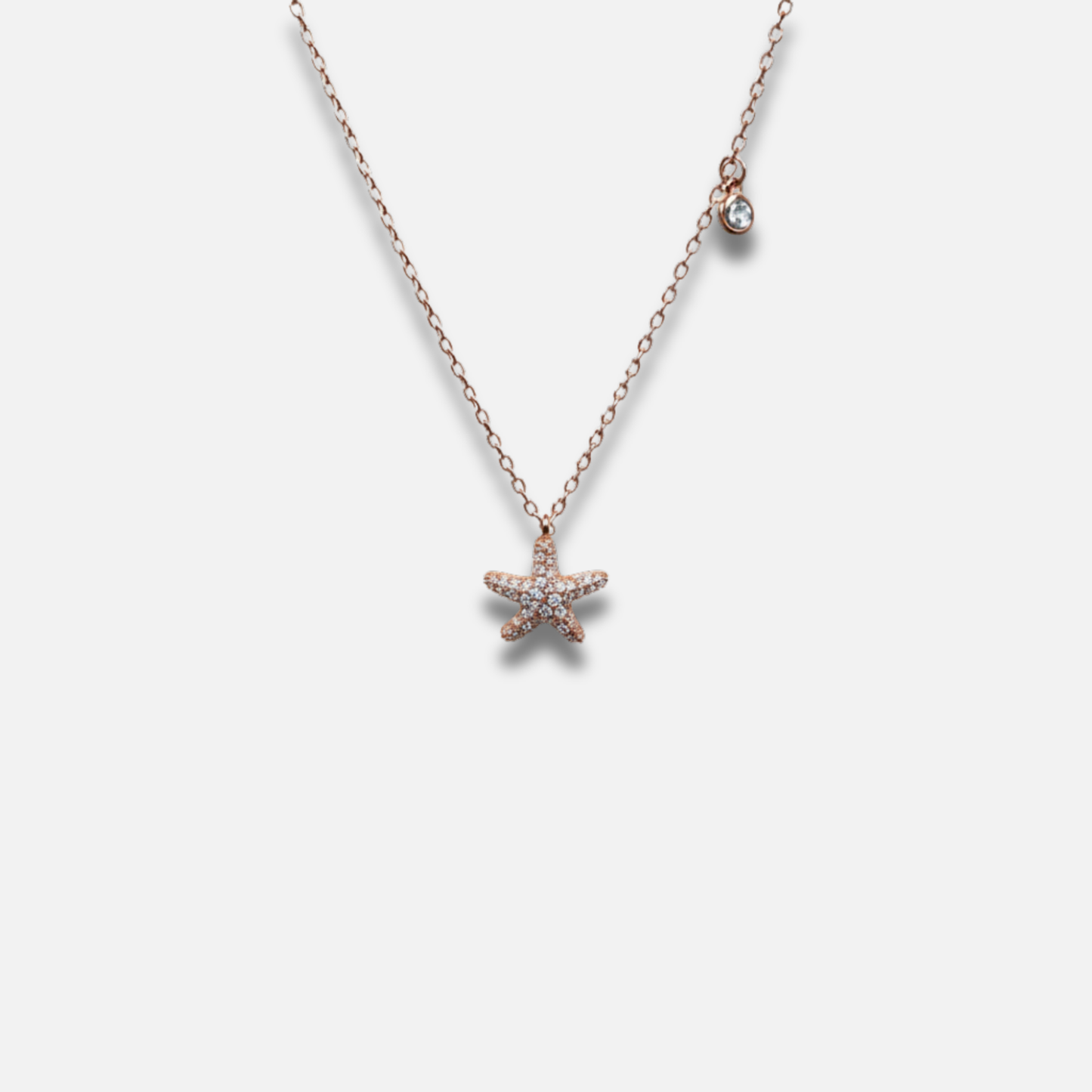 Starlight Pavé Rose Gold Starfish Necklace