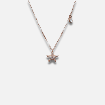 Starlight Pavé Rose Gold Starfish Necklace