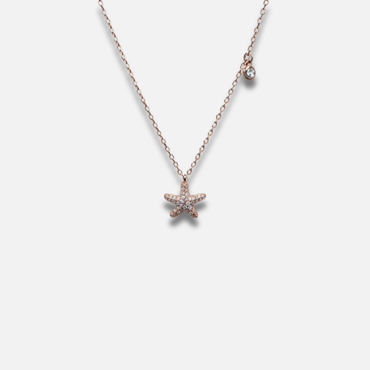 Starlight Pavé Rose Gold Starfish Necklace