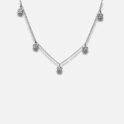 Dainty Pavé Flower Station Necklace